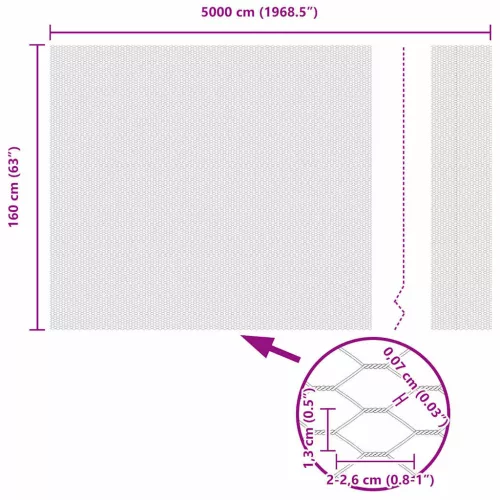 Hexagon kerítés Szürke 1.6 x 50 m Acél