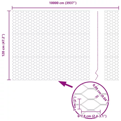 Hexagon kerítés Szürke 1.2 x 100 m Acél