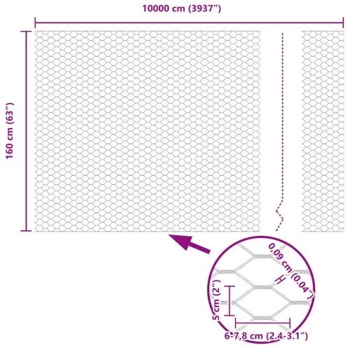 Hexagon kerítés Szürke 1.6 x 100 m Acél
