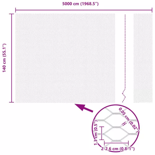 Hexagon kerítés Ezüst 1.4 x 50 m Horganyzott acél