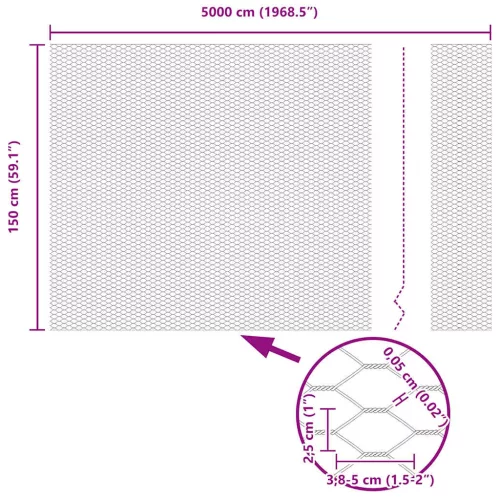 Hexagon kerítés Ezüst 1.5 x 50 m Horganyzott acél