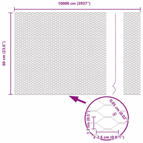 Hexagon kerítés Ezüst 0.6 x 100 m Horganyzott acél