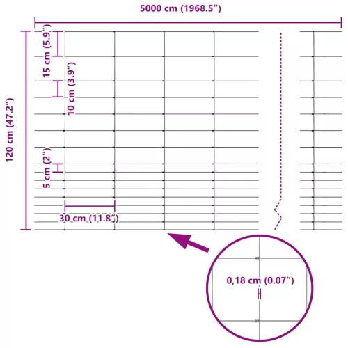 Legelőkerítés Ezüst 50 x 1.2 m Horganyzott acél