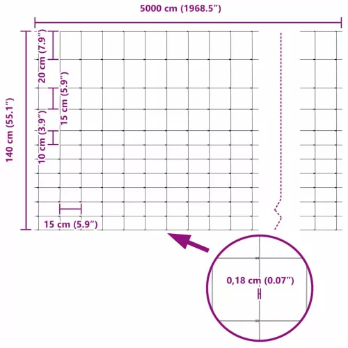 Legelőkerítés Ezüst 50 x 1.4 m Horganyzott acél
