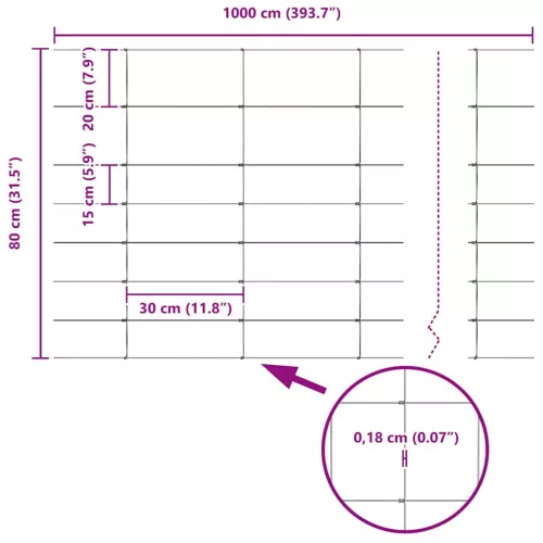 Legelőkerítés Ezüst 100 x 0.8 m Horganyzott acél