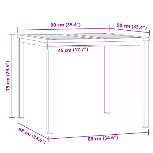 KültériÉtkezőAsztal Barna 200x90x75 cm Szilárd teakfa