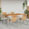 KültériÉtkezőAsztal Barna 200x90x75 cm Szilárd teakfa