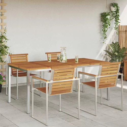 KültériÉtkezőAsztal Barna 200x90x75 cm Szilárd teakfa