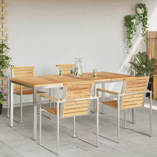 KültériÉtkezőAsztal Barna 200x90x75 cm Szilárd teakfa