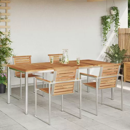 KültériÉtkezőAsztal Barna 200x90x75 cm Szilárd teakfa