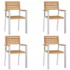 Kerti Szék 4 pcs Barna 56 x 54.5 x 87 cm Tömör tíkfa