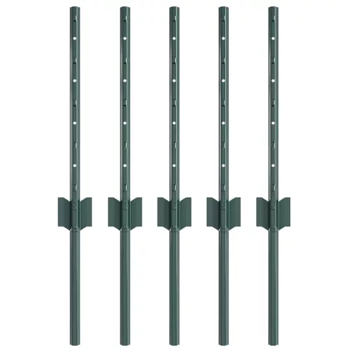 Kerítoszlopok 5 pcs Zöld 40 cm Acél