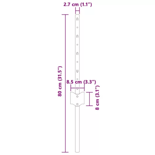 Kerítoszlopok 5 pcs Zöld 40 cm Acél