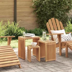   Fészek Oldalasztalok 3 pcs Barna 33 x 44,5 x 51 cm Tömör tíkfa