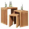 Fészek Oldalasztalok 3 pcs Barna 33 x 44,5 x 51 cm Tömör tíkfa