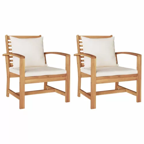 Kerti székek 2 pcs Természetes 60 x 65 x 76.5 cm Tömör tíkfa
