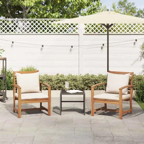Kerti székek 2 pcs Természetes 60 x 65 x 76.5 cm Tömör tíkfa