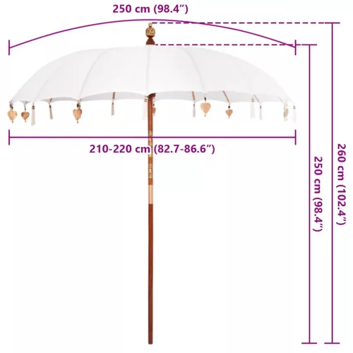 Balinéz Napernyő Krém (210-220) x 260 cm Pamut és tömör fa