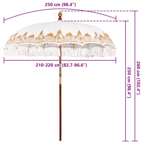 Balinéz Napernyő Krém (210-220) x 260 cm Pamut és tömör fa