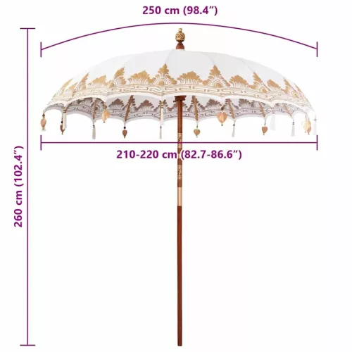 Balinéz Napernyő Krém (210-220) x 260 cm Pamut és tömör fa