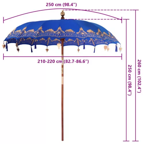Balinéz Napernyő Kék (210-220) x 260 cm Pamut és tömör fa