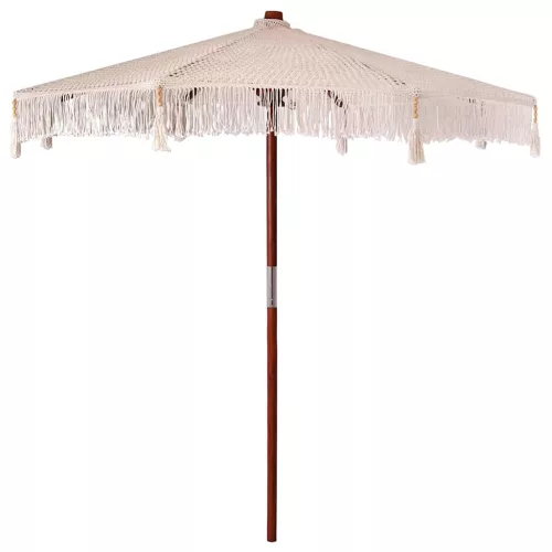 Napernyő Krém (250-255) x 250 cm Pamut és tömör fa