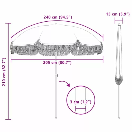 Napernyő Sárga és Fehér Ø 205 x 209 cm Acél