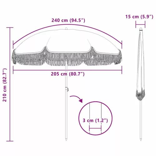 Napernyő Szürke és Fehér Ø 205 x 209 cm Acél