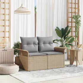 Kerti kanapé párnával Bézs 141 x 62 x 69 cm polirattan