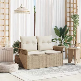 Kerti kanapé párnával Bézs 141 x 62 x 69 cm polirattan