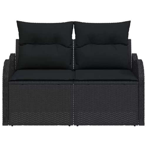 Kerti kanapé párnával Fekete 121 x 62 x 69cm polirattan