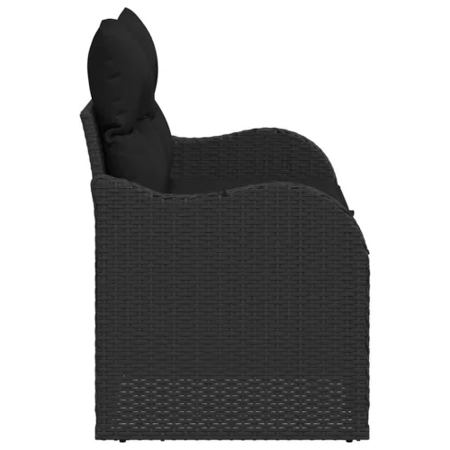 Kerti kanapé párnával Fekete 121 x 62 x 69cm polirattan