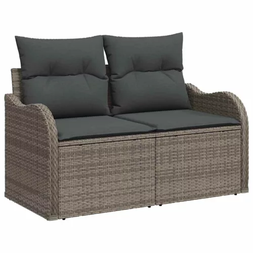 Kerti kanapé párnával Szürke 121 x 62 x 69cm polirattan