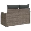 Kerti kanapé párnával Szürke 121 x 62 x 69cm polirattan
