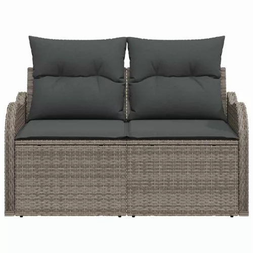 Kerti kanapé párnával Szürke 121 x 62 x 69cm polirattan