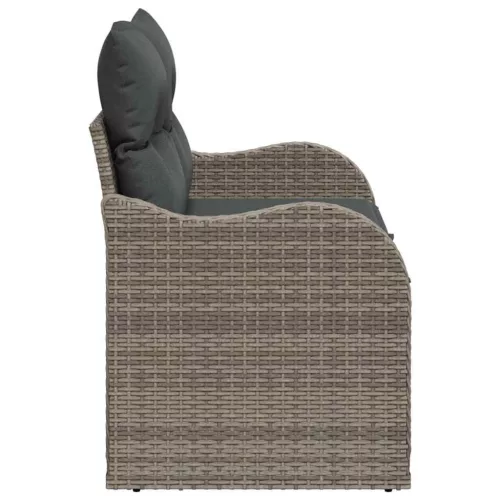 Kerti kanapé párnával Szürke 121 x 62 x 69cm polirattan