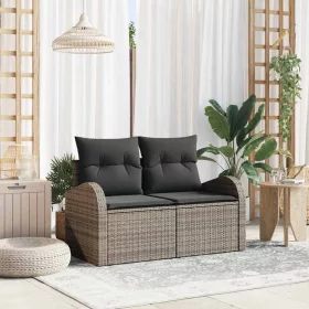 Kerti kanapé párnával Szürke 124 x 62 x 69 cm polirattan