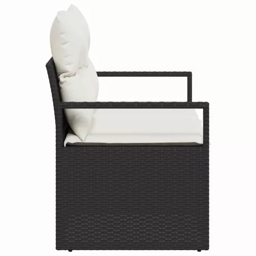 Kerti kanapé párnával Fekete 120 x 62 x 69cm polirattan