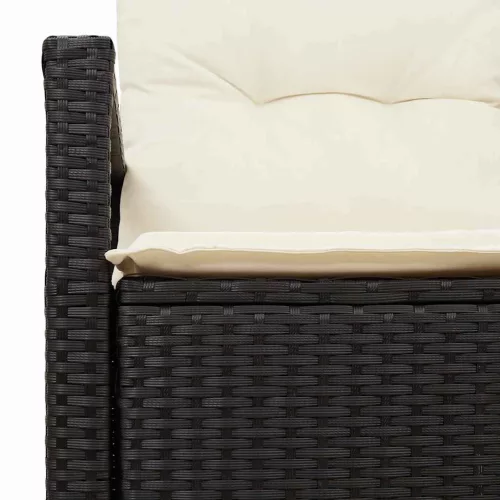Kerti kanapé párnával Fekete 120 x 62 x 69cm polirattan