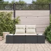 Kerti kanapé párnával Fekete 123 x 62 x 69cm polirattan