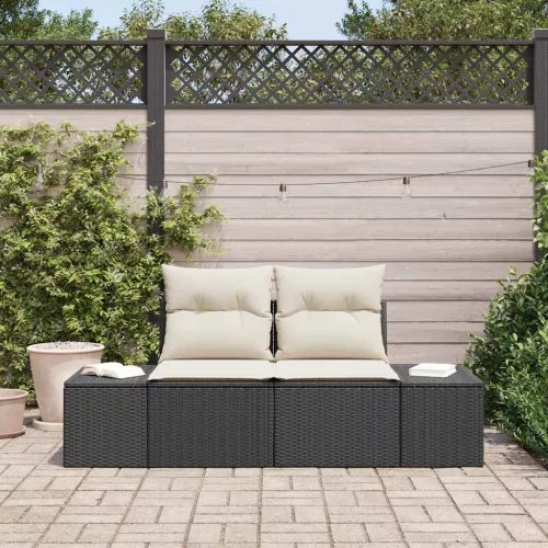 Kerti kanapé párnával Fekete 123 x 62 x 69cm polirattan
