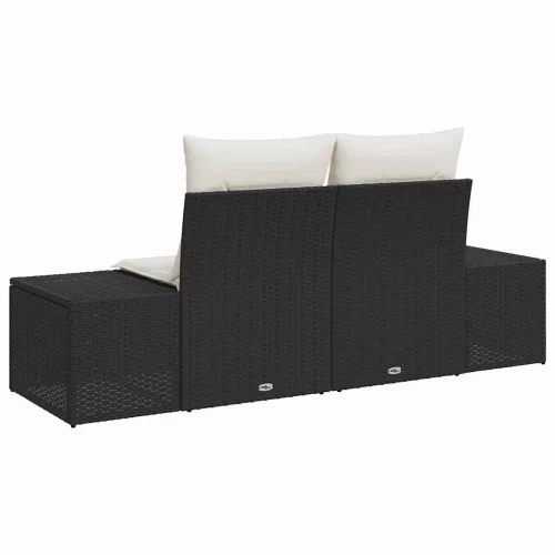 Kerti kanapé párnával Fekete 123 x 62 x 69cm polirattan