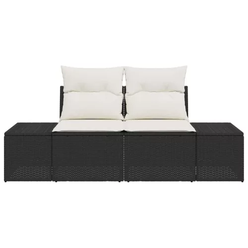 Kerti kanapé párnával Fekete 123 x 62 x 69cm polirattan