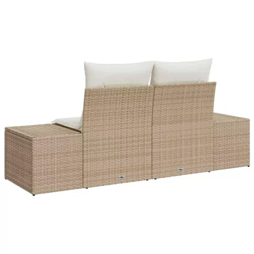Kerti kanapé párnával Bézs 123 x 62 x 69cm polirattan