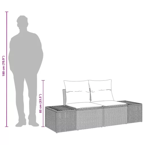 Kerti kanapé párnával Bézs 123 x 62 x 69cm polirattan