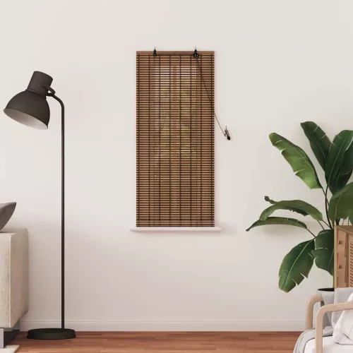 Ablak Függöny Geometrikus Barna 60 x 160 cm bambusz