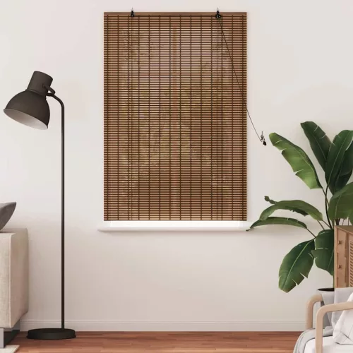 Ablak Függöny Geometrikus Barna 90 x 160 cm bambusz