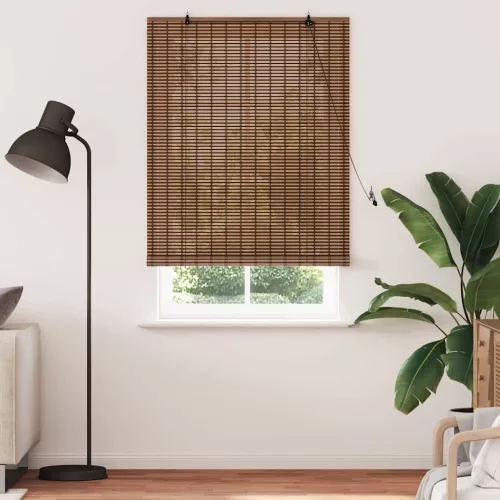 Ablak Függöny Geometrikus Barna 100 x 220 cm bambusz