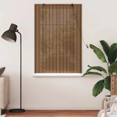 Ablak Függöny Geometrikus Barna 110 x 160 cm bambusz