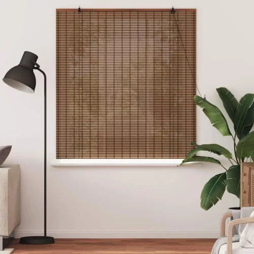 Ablak Függöny Geometrikus Barna 140 x 160 cm bambusz